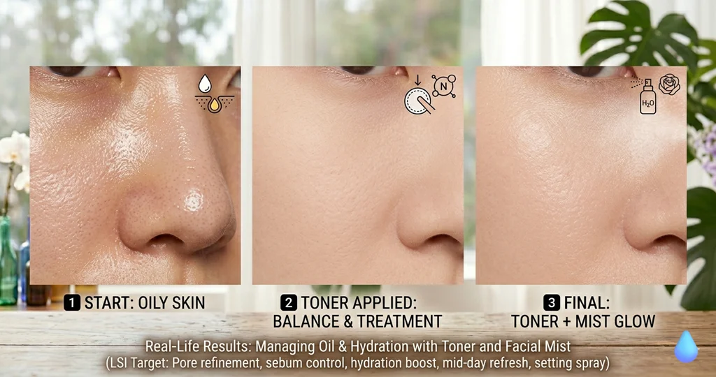 facial mist and toner before and after